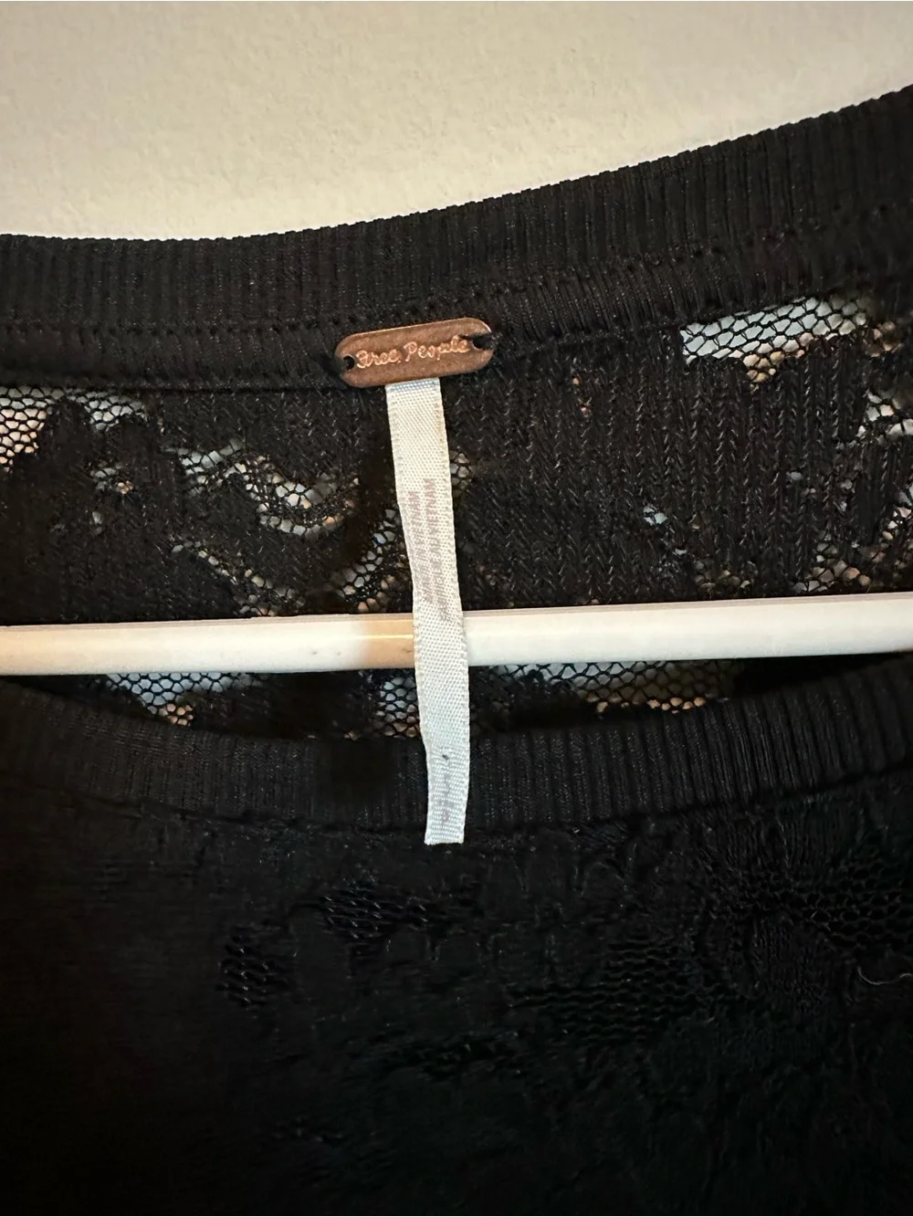 Free People Sheer Lace Flared Long Sleeve Top